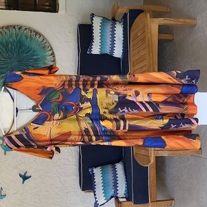 Noracora V Neck Abstract Print Dress